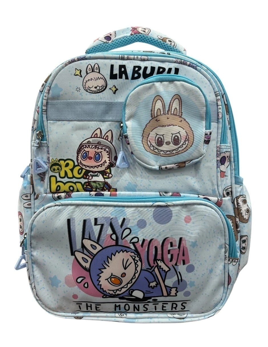 Mochila escolar color azul de Labubu
