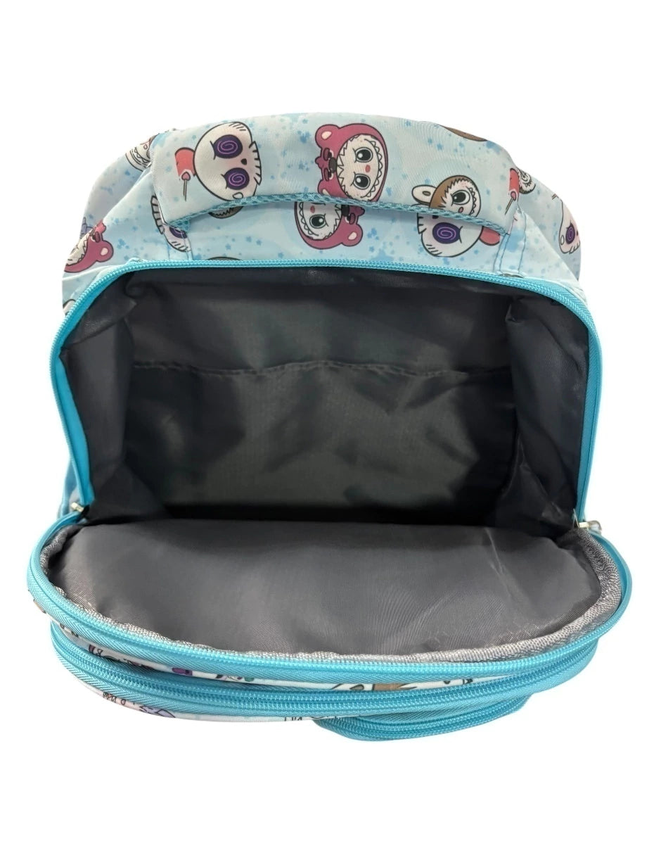 Mochila escolar color azul de Labubu